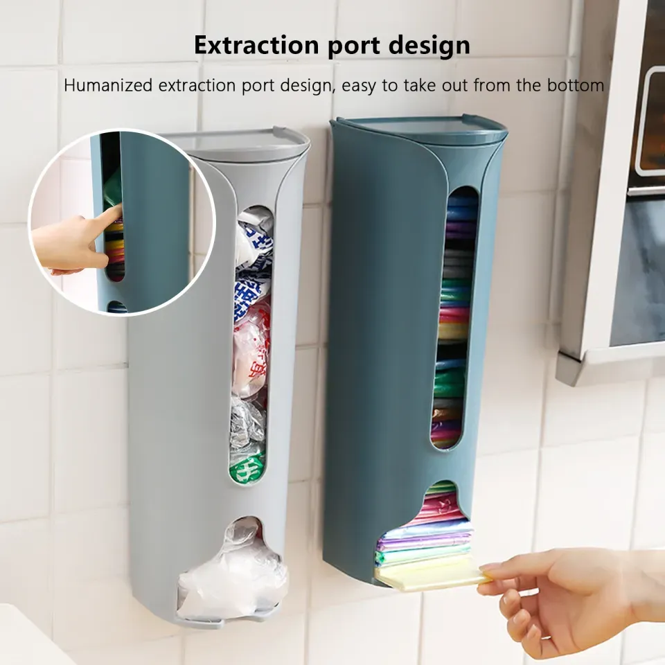 1pc Wall-mounted Waterproof Self-adhesive Lingerie & Garbage Bag Storage Box,  Plastic Bag Dispenser, Garbage Bag Container, Clothing Storage Box,  Household Kitchenware