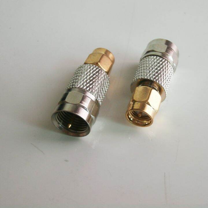 1pcs-adapter-f-tv-male-plug-to-sma-male-plug-straight-rf-coaxial-connector-brass-electrical-connectors