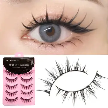 5 Pairs Manga False Eyelashes Transparent Stem Cross False Eyelashes Lashes  Extensions Manga Anime Makeup Beauty Cosmetic