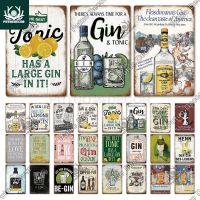 Putuo Decor Gin Brand Vintage Wine Tin Sign Metal Alcohol Plaque for Home Kitchen Bar Pub Club Man Cave Decoration Wall Decor