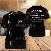 Custom Name Master Chef Kitchen 3D Printed Top Tee High Quality Milk Fiber T-shirt Summer Round Neck