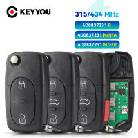 KEYYOU สำหรับออดี้ A3 A4 A6 A8 B5 TT Quattro 433เมกะเฮิร์ตซ์ ID48ชิป HU66รถระยะไกลพลิกที่สำคัญ3 BTN 4D0837231A