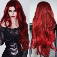 Scary Costume Skeleton Women Wine Red Wig Halloween Day of The Dead Horror Zombie Vampire Cosplay Fancy Dress Carnival Party