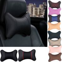 Car Neck Pillow Pu Leather 1 Pack Headrest for Head Pain Relief Filled Fiber Breathable Universal Car Pillow