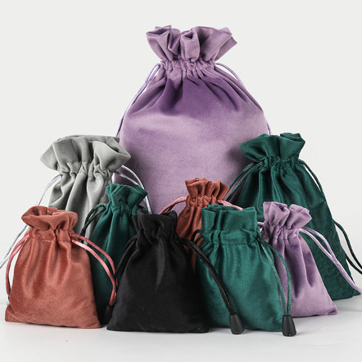yurongfx-บรรจุภัณฑ์เครื่องประดับกำมะหยี่สีทึบหลายขนาด-tas-kosmetik-กระเป๋าหูรูดกระเป๋าเก็บของคุณภาพสูง1ชิ้น