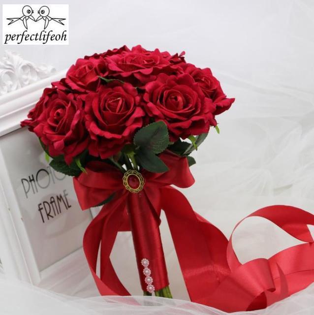 ayiq-flower-shop-perfectlifeoh-ดอกไม้โฟมประดิษฐ์ดอกกุหลาบโฟมสำหรับจัดงานแต่งงานช่อดอกไม้เจ้าสาวสีแดงayiq-flower-shopช่อดอกไม้งานแต่งงาน