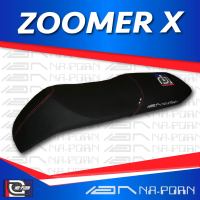 ZOOMER X เบาะปาด เอกนาพร เบาะมอเตอร์ไซค์ ผลิตจากผ้าเรดเดอร์สีดำ หนังด้าน ด้ายแดง