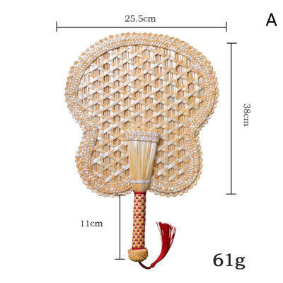 Carmelun พัดลมมือถือฟางถักทอมือ,ผลิตภัณฑ์ของตกแต่งบ้านพัดตกแต่งข้าวสาลีธรรมชาติฤดูร้อน