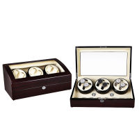 TPA Watch Winder กล่องหมุนนาฬิกา ออโตเมติก แบบอโตเมติก 6 เรือน ควอตซ์ 7 เรือน สีน้ำตาลลายไม้/สีครีม