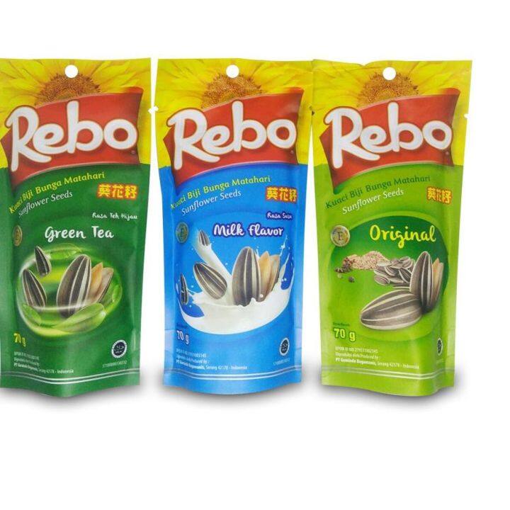 Kuaci Rebo Varian Rasa Green Tea Milk Flavour Original 70gr Lazada