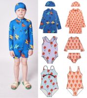 Swimsuit 2022 Summer New Print Boy Swim Trunks Childrens Beach Trunks Quick Dry Girls Split Swimsuit Boys Swimwear