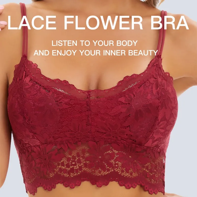 New Women Lace Bras Top Comfortable Bralette Solid Color Sexy Underwear  Vest Female Hollow Out Wireless Lingerie Seamless Bra