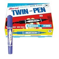 ตราม้า ปากกาเคมี 2 หัว สีน้ำเงิน แพ็ค 12 ด้าม/HORSE 2-HEAD Chemical Pen Blue Color, Pack of 12