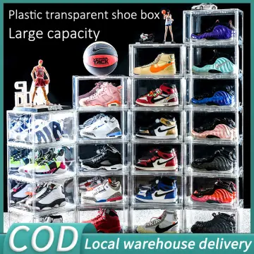 12/24pcs Foldable Plastic Transparent Shoe Box Storage Clear