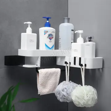 YOHOM Adhesive Shower Caddy Shelf for Bathroom Wall Plastic Shampoo Holder for Shower Storage Organizer Caddy Basket White