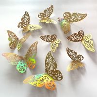 ❍ 12pcs/lot Colorful Butterfly Wall Stickers 3D Gradient Butterfly Design Art Stickers Room Magnetic Home Decor DIY Wall Decor