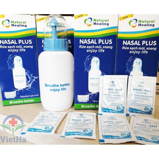 Bình rửa mũi nasal plus tặng kèm 06 gói muối dùng cho cả người lớn và trẻ - ảnh sản phẩm 1