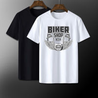 #0412 เสื้อยืดลาย BIKER SHOP 412 เสื้อยืดสีดำ เสื้อใส่เล่น เสื้อยืด เสื้อคอกลม ใส่สบาย เสื้อสกรีน เสื้อสั่งทำ เสื้อยืด เสื้อเท่