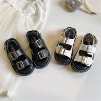 Summer Boys Beach Sandals Girls Fashion Buckle Design Sandals Children Breathable Open Toe Leather Shoes