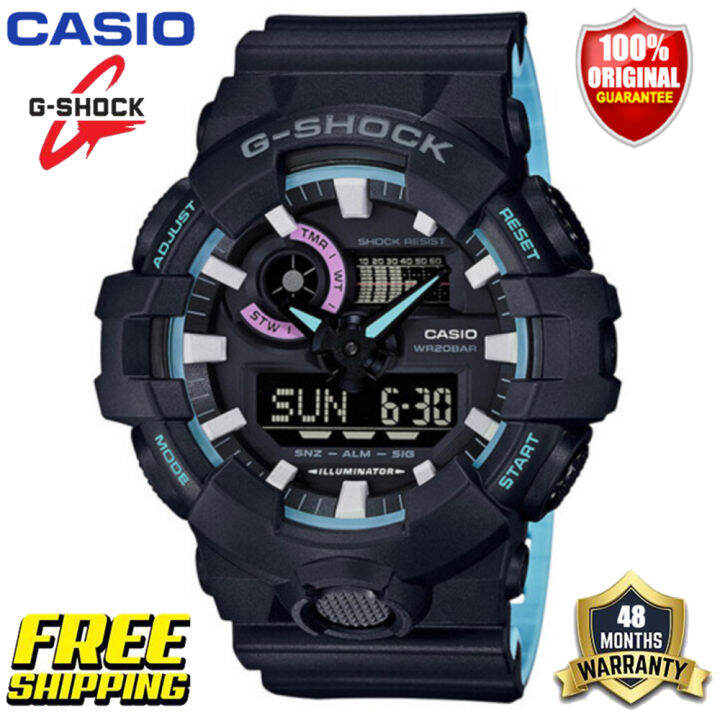 ต้นฉบับ-g-shock-ga700-ผู้ชายกีฬานาฬิกาคู่แสดงเวลา-200-เมตรกันน้ำกันกระแทกเวลาโลก-led-แสงอัตโนมัติรับประกัน-4-ปี-ga-700pc-1a-ใหม่แท้