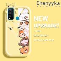 เคส Chenyyka สำหรับ VIVO Y30 Y50 Y30i เคสการ์ตูนน่ารักเสือลิงแมวสีสันสดใสซิลิโคนอ่อนชัดเจนเคสโทรศัพท์ป้องกันเลนส์กล้องสัตว์ประหลาดน้อยน่ารักปลอกโปร่งใสกันกระแทก