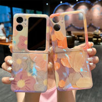 เคสแบบฝาพับสำหรับ OPPO ค้นหาแฟชั่นฝาพับ N2อร์เรย์บลูเรย์พับได้สไตล์สวนเคสโทรศัพท์สีน้ำมันทาสีดอกไม้สำหรับ Oppo ค้นหาเคสป้องกันแบบฝาพับ N2