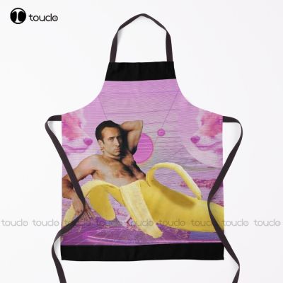 Nicholas Kandang Pisang Vaporwave Celemek Hitam Celemek Pribadi Kustom Memasak Celemek Taman Dapur Rumah Tangga Membersihkan Baru