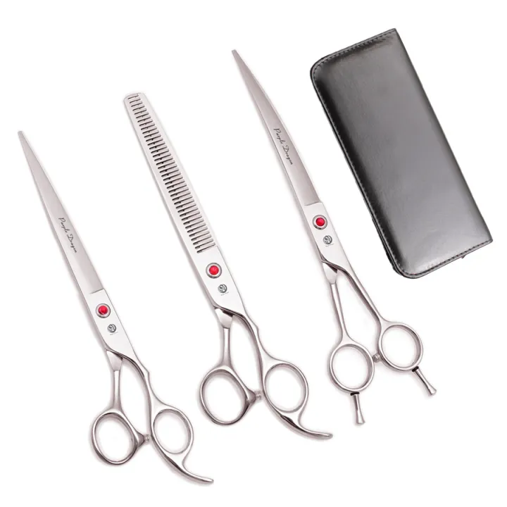 Zilong 8 inch pet scissor straight and flat scissor thinning scissor