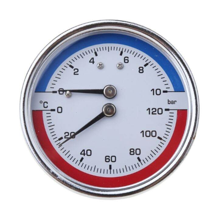 Thermomanometer Temperature & Pressure Gauge up to 120℃ & 10 Bar 1/8/1