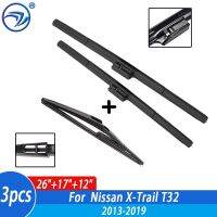 Wiper Front &amp; Rear Wiper Blades Set For Nissan X-Trail T32 Rogue 2 2013 14 15 16-2019 Windshield Windscreen Window 26"+17"+12"