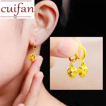 Pure 24k gold hot sale stud earrings