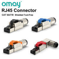 Cat6A Cat7 Cat8 Modular Ethernet Connector RJ45 Shielded Plug Field Tool Free Easy Metal Die-Cast Termination Conector OMAY