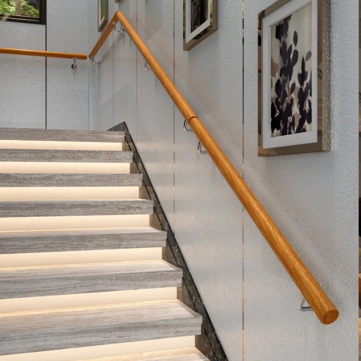 Wooden stair handrail, solid wood villa, attic railing, European-style ...