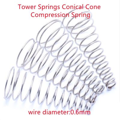 10pcs/lot Wire Diameter 0.6mm 304 Stainless Steel Tower Springs Conical Cone Compression Spring Pressure Spring Electrical Connectors