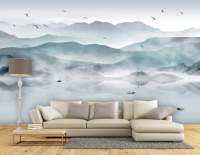 วอลล์เปเปอร์3D ภูเขาและนกตามสั่ง Self Adhesive Wallpaper วอลเปเปอร์ลอก &amp; ติดตกแต่งฝาผนังบ้านวอลเปเปอร์ติดผนัง