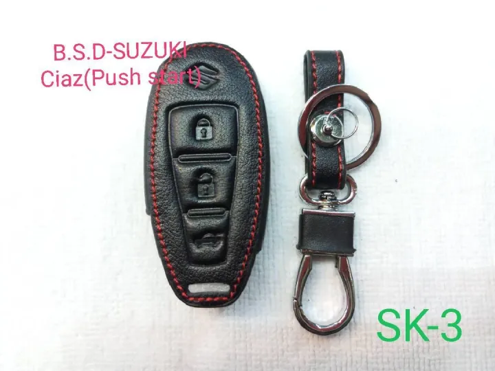 AD.ซองหนังสีดำใส่กุญแจรีโมทตรงรุ่น SUZUKI Ciaz(Push Start) SK3