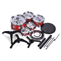 Children Kids Jazz Drum Set Kit Educational Instrument Toy 5 Drums + 1 Cymbal with Small Stool Drum Sticks For Children Gift