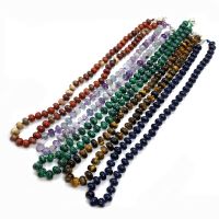 【CW】 Stone Necklace Oblate Beads Ladies Agate Pendant Jewelry Tiger 5x8 mm