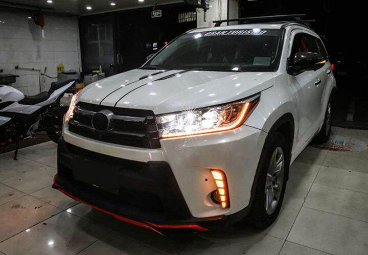 อะไหล่รถยนต์สำหรับ-toyota-highlander-2018-2-2020ไฟไฟตัดหมอกวิ่งกลางวันเปลี่ยนหลอดไฟสองสีกันชนหน้ารถโคมไฟข้างช่องแอร์กลางวัน87tixgportz