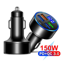 5พอร์ต150W ที่ชาร์จแบตในรถ PD QC 3.0 USB ประเภท C ชาร์จเร็วสำหรับ Xiaomi Samsung iPhone 14 13ชาร์จโทรศัพท์ Adaper รถโทรศัพท์มือถือที่ชาร์จเร็ว