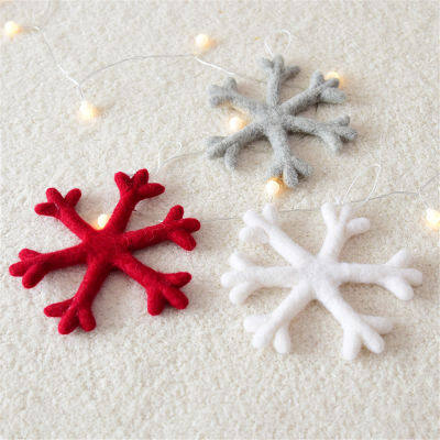 3pc Christmas tree decor pendant wool felt snowflake banner hanging ornaments Xmas tree hanger snow New Year festival