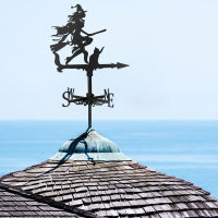 Weathervane โลหะทิศทางลมแม่มดและแมว Weathervane ย้อนยุคกังหันลมโลหะโลหะสแตนเลสสตีลทิศทางลมโลหะทิศทางลมโลหะย้อนยุค Weathervane โลหะ