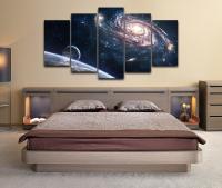 Outer Space Planet Modular ภาพวาดผ้าใบ-5ชิ้น HD พิมพ์ภาพ-ตกแต่งห้องนอน Wall Art-เหมาะสำหรับห้องนั่งเล่นตกแต่งบ้านโปสเตอร์