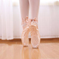 TIEJIAN Professional Ballet Pointe รองเท้าผ้าใบซาตินสีชมพูสีดำสีแดง Ballerina รองเท้าสำหรับเต้นรำ Performance บัลเล่ต์ Toe Pad