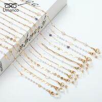 【LZ】♧™  Trendy Gold Sunglasses Chain para mulheres Moon Star Pearl Pendant Mask Chains colar anti-queda óculos de jóias