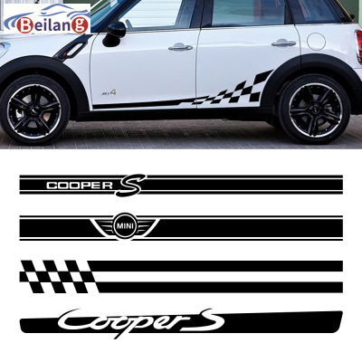 2pcs Car Side Door Body Waist Skirt Decal Stickers Trim For MINI Cooper Clubman Counrtyman F54 F55 F60 R55 R56 R60Auto Accessori