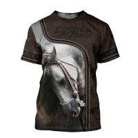 2023 new T-shirt animal Lovely Horse 3D printing mens unisex streetwear casual fashion XS-4XL large size-02