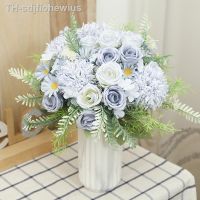 【hot】△❀❁  5 Heads Artificial Flowers With Stems Faux Bride Bouquets Wedding Fake