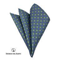 GIORGIO DEL SARTO Silk Green Pocket Square ผ้าเสียบสูทสีเขียวไหม 100%Silk