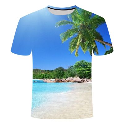 Summer Beach graphic t shirts For Men 3D Fashion Natural Scenery Pattern T-shirt New Casual Trend Personality Print tshirt Top